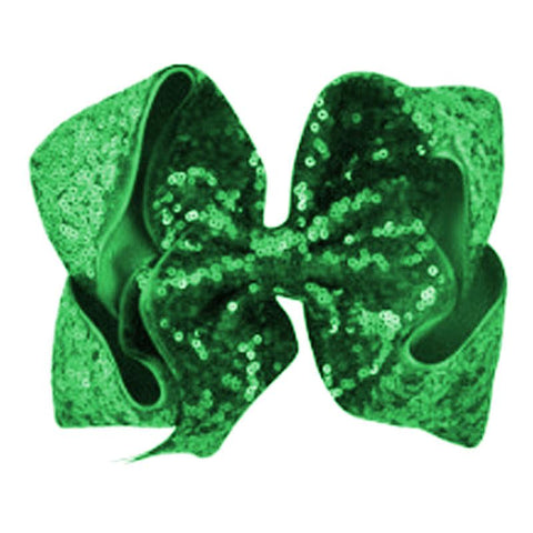 8 Inch Hair Bow Emerald Green Sequin Signature