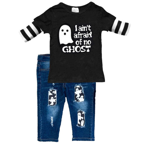 Afraid Of No Ghost Outfit Denim Pants And Shirt Boy