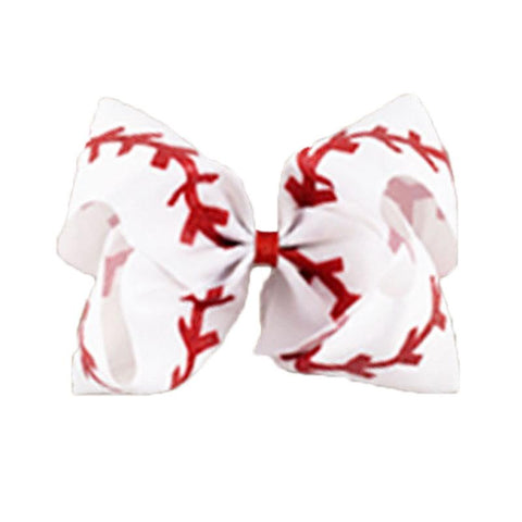Baseball Red Laces Hair Bow
