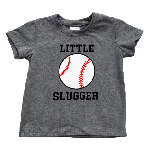 Baseball Shirt Little Slugger Dark Heather Gray