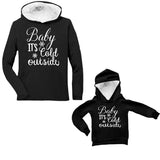 Black Fur Hoodie Baby Its Cold Outside Mommy Me