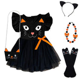 Black Orange Cat Tutu Dress Ruffle Kitty Face