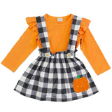 Black Plaid Outfit Orange Pumpkin Top And Jumper
