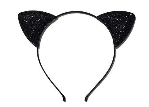 Black Sparkle Cat Ears Headband Kitty