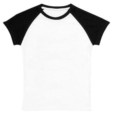 Black White Raglan Shirt Short Sleeve Girl
