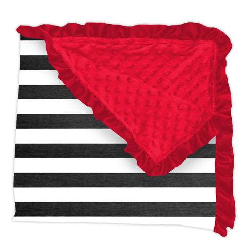 Black White Stripe Red Minky Blanket