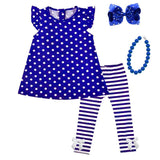 Blue Stripe Outfit Polka Dot Top And Pants