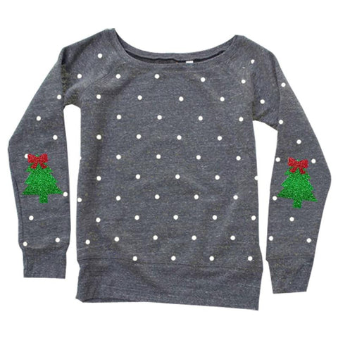 Buffalo Sparkle Christmas Tree Shirt Gray Polka Dot