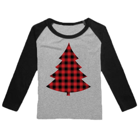 Christmas Tree Buffalo Checkered Plaid Shirt Long Sleeve Mommy Me