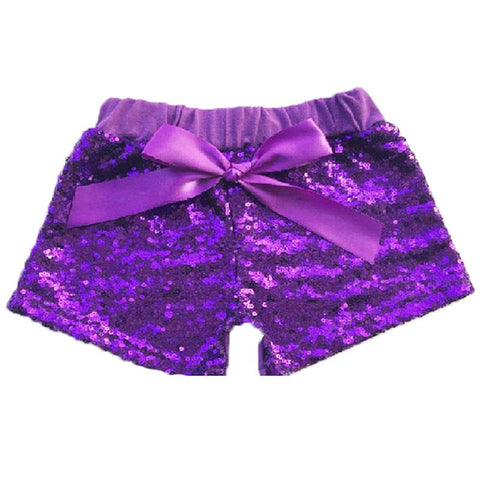 Dark Purple Sequin Shorts Bow