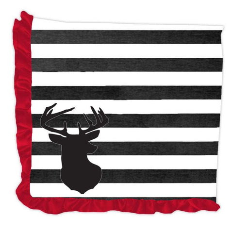 Deer Black Stripe Red Minky Blanket