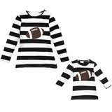 Football Black Stripe Shirt Brown Long Sleeve Mommy Me