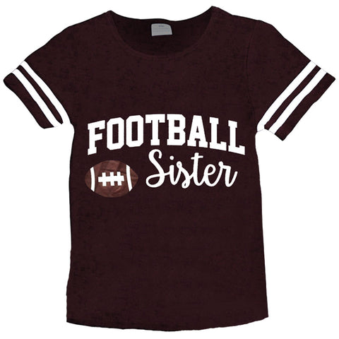 Football Sister Shirt Girls Brown Stripe