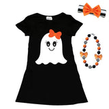 Ghost Black Pocket Dress Orange Bow