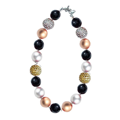 Gold Silver Black Sparkle Necklace Chunky Gumball