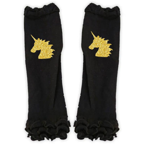 Gold Unicorn Leg Warmers Black