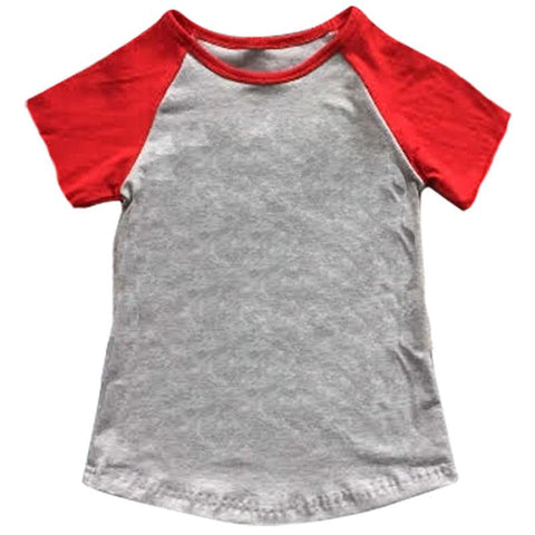 Gray Red Raglan Shirt Short Sleeve