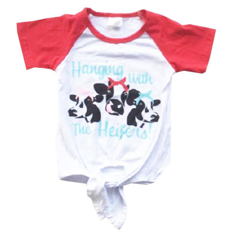 Hanging With The Heifers Shirt Tie Red Raglan