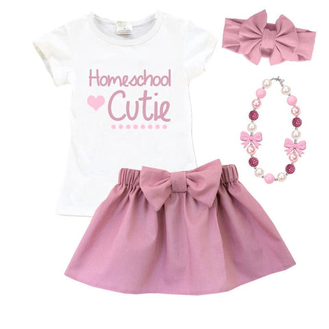 Homeschool Cutie Outfit Mauve Pink Top And Skirt