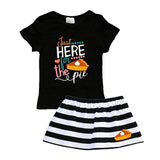Just Here For The Pie Outfit Black Stripe Top And Skirt