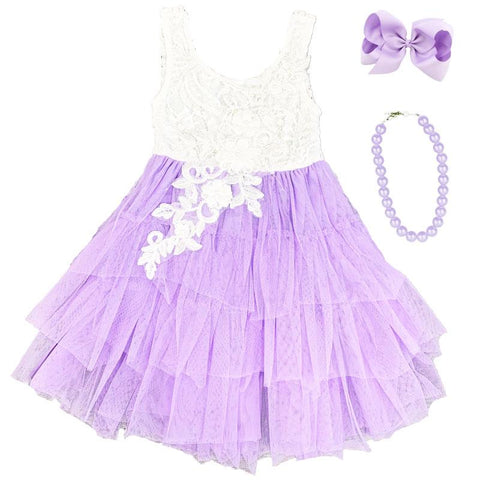 Lavender Purple Lace Dress Tutu Tulle