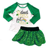 Little Miss Pot Of Gold Outfit Green Sequin Top And Skirt