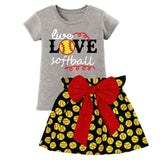 Live Love Softball Red Gray Top And Skirt