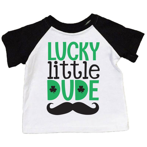 Lucky Little Dude Shirt Black Raglan Boy