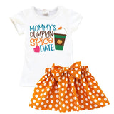 Mommys Pumpkin Spice Date Orange Polka Dot Top And Skirt