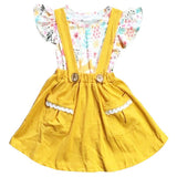 Mustard Bunny Floral Dress Lace Pockets