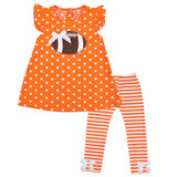 Orange Football Outfit Polka Dot Stripe Top And Pants