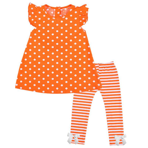 Orange Stripe Outfit Polka Dot Top And Pants