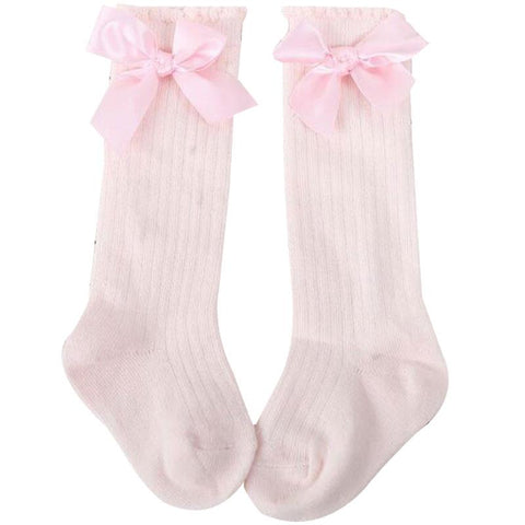 Pink Bow Long Socks