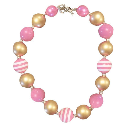 Pink Gold Necklace Stripe Chunky Gumball