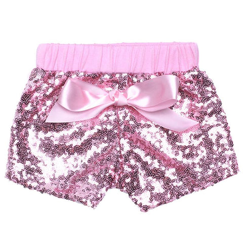 Pink Sequin Shorts Bow