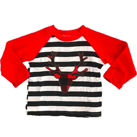 Plaid Antler Shirt Black Stripe Red Raglan