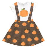 Pumpkin Thanksgiving Outfit Brown Polka Dot Top And Jumper