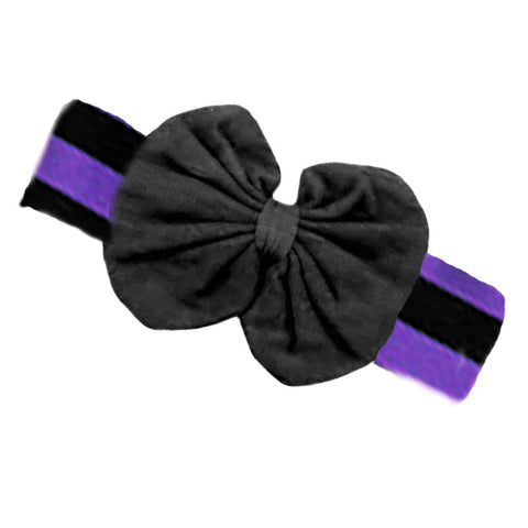Purple Black Stripe Messy Bow Headband