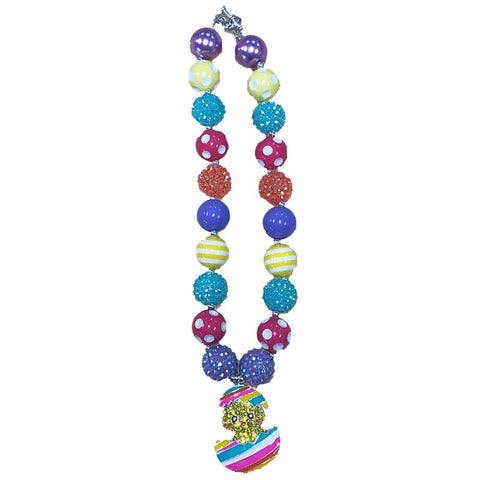 Rainbow Easter Egg Chick Necklace Chunky Gumball