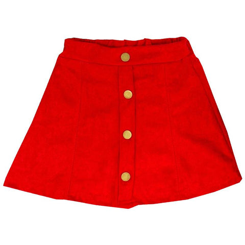Red Bronze Button Skirt
