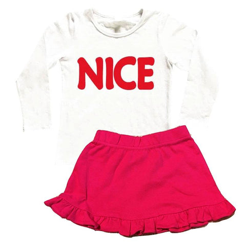 Red Nice Outfit Ruffle Top And Skirt