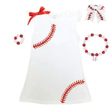 Red Sparkle Baseball Laces Tank Dress