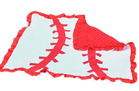 Red White Baseball Minky Blanket