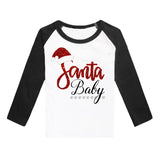 Santa Baby Shirt Black Raglan Red Sparkle