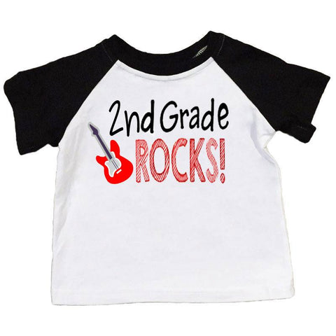 Second Grade Rocks Shirt Black Raglan Boy