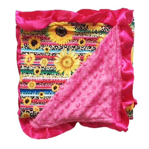 Sunflower Serape Pink Minky Blanket