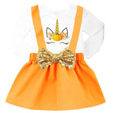 Unicorn Thanksgiving Outfit Orange Gold Top And Jumper