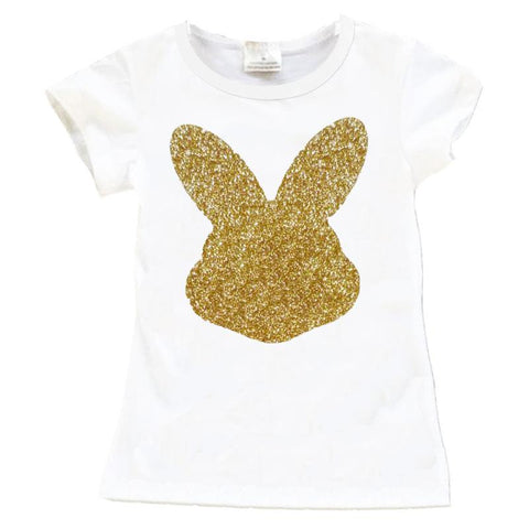White Gold Bunny Shirt Sparkle Mommy Me