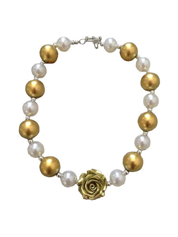 White Gold Flower Necklace Chunky Gumball