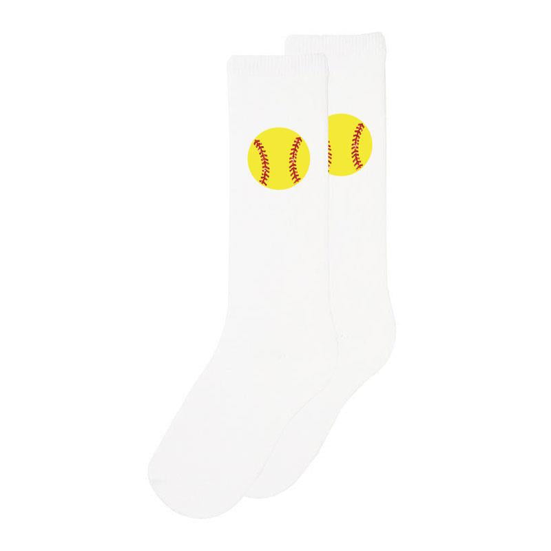 White Softball Laces Long Socks